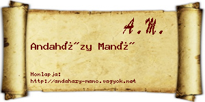 Andaházy Manó névjegykártya